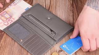 Вместительное женское портмоне из натуральной кожи флотарий Canpellini 21851 серое