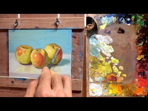 Free narrated lesson how to paint apples using oil paint by Aleksey Vaynshteyn