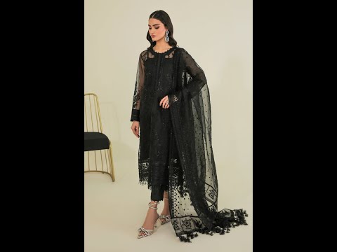 Baroque Black Beauty Embroidered 3 Pieces Organza BQ -0178