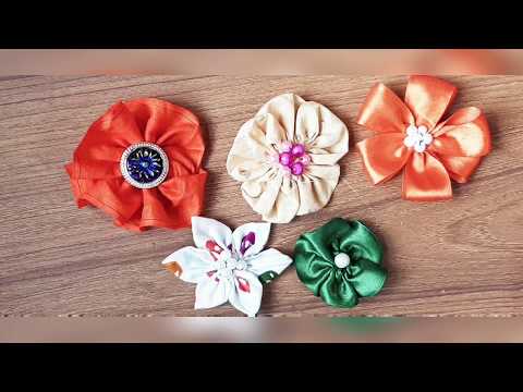 5 DIY flowers idea | Make beautiful flowers | How to make satin ribbon flowers | Rahima Easy Crafts.