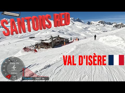 [4K] Skiing Val d'Isère, Santons & Fontaine Froide (Red) Full Top to Bottom, France, GoPro HERO11