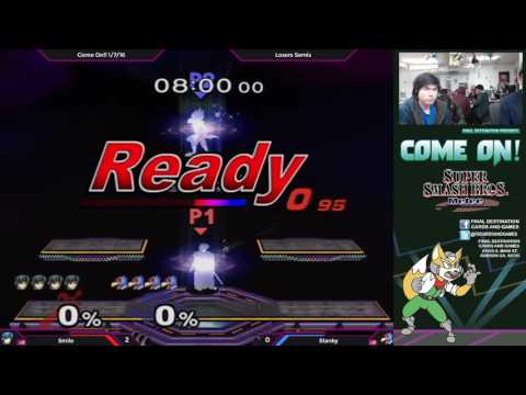 Come On!! 1/7/16 - Smile (Marth) vs. Stanky (Falco) - SSBM Losers Semis