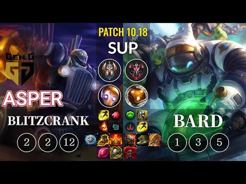 GEN Asper Blitzcrank vs Bard Sup - KR Patch 10.18