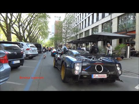 Bugatti Divo and Pagani Zonda visit city centre