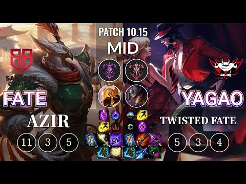 SB FATE Azir vs JDG Yagao Twisted Fate Mid - KR Patch 10.15