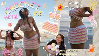Crochet with me Vlog : ❀ Crocheting a Matching Two Piece Set 🌸 🐚💛