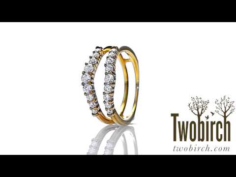 0.71ct. Double Shared Prong Contoured Ring Guard in Yellow Gold - TwoBirch TB-GUARD-0040-YG-J