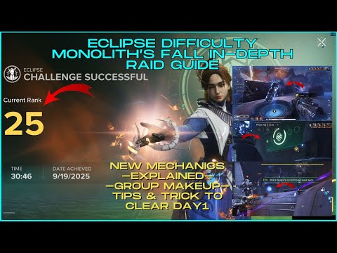 Destiny Rising Eclipse Difficulty Monolith's Fall In-Depth Raid Guide - top 25 clear #DRRaidMoments