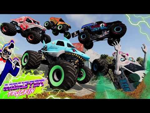 Monster Jam INSANE Racing, Freestyle and High Speed Jumps #22 | BeamNG Drive | Grave Digger