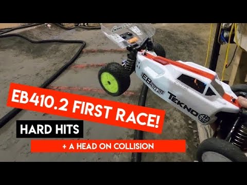 HARD HITS FIRST RACE with NEW Tekno EB410.2 on New Track - Netcruzer RC