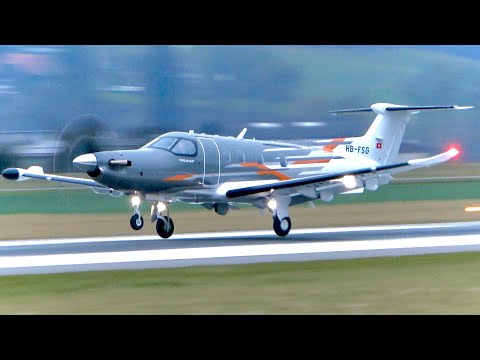 NEW!!! 😍 Pilatus PC-12 PRO Impressive Take-Off at Bern! 🇨🇭🛫
