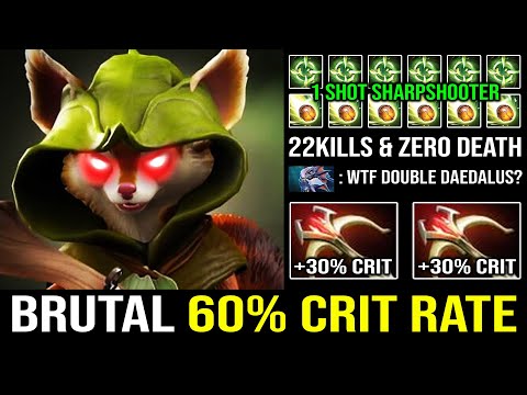 WTF 60% CRIT GOD Full Crit Hoodwink Solo Mid Carry 1 Shot Enemy with 22Kills Double Daedalus Dota 2