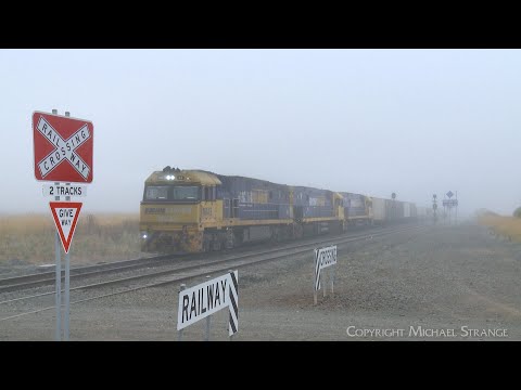 2PM6 Pacific National Container Freight With Bonus Steel Wagons In Fog (10/2/2023) - PoathTV Trains