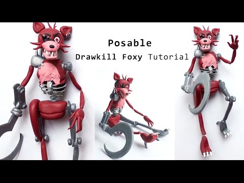Drawkill Foxy / FOXY-b0t Posable Figure Polymer Clay...