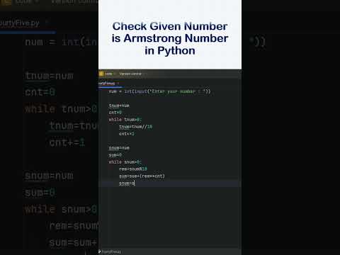 Check given number is Armstrong Number in Python #shorts #short #coding #youtubeshorts #youtube