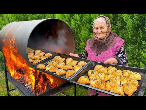 A Barrel Full of SAMSA Recipe: Grandma Bakes Homemade Crispy Uzbek Pastries!