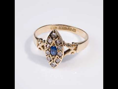 Antique Victorian 18k Gold Navette Ring