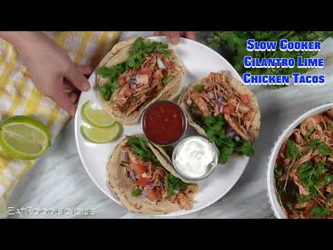 The Easiest Slow Cooker Cilantro Lime Chicken Tacos #cooking #slowcooker #easyrecipe #tacos