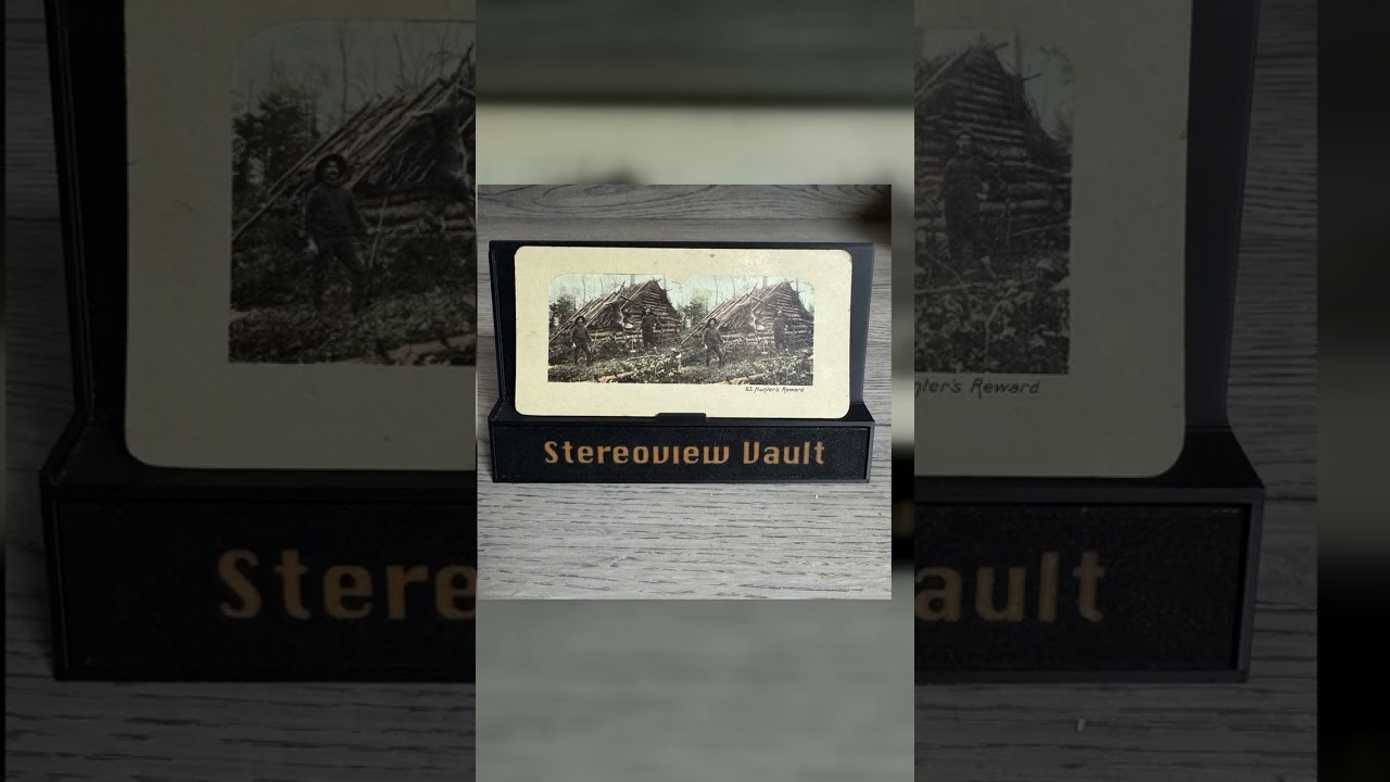 Stereoview 63, Hunter's Reward, Log Cabin Scene, c. 1880-1900 Video