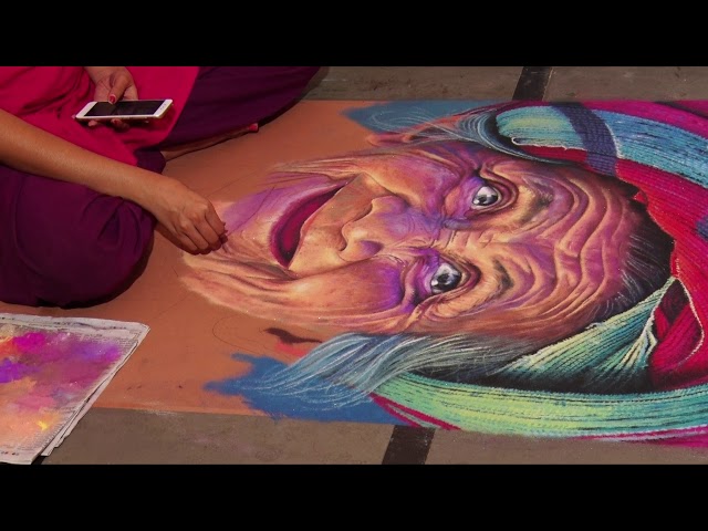 Portrait rangoli sand art by dream brush