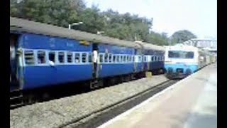 preview picture of video 'Rare view : WDG3A 13053 Led Wainganga Express Interepted by MMTS Local.'