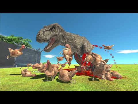 100 CHICKEN vs TREX - Animal Revolt Battle Simulator