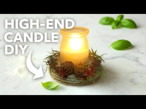 High-End Candle Holder DIY | Dollar Store Candle Transformation Using Jute Rope & Greenery