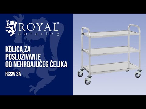 videozapis - Kolica za posluživanje od nehrđajućeg čelika - 3 police - do 500 kg