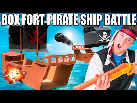 BOX FORT PIRATE SHIP BATTLE! 📦⛵️Nerf War, Box Fort Boat & More! Video