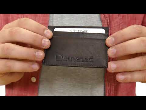 Suvelle Genuine Leather Credit Card Holder, Slim Business Card Case Wallet