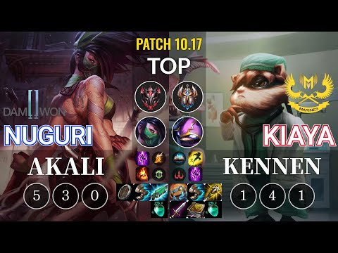 DWG Nuguri Akali vs GAM Kiaya Kennen Top - KR Patch 10.17