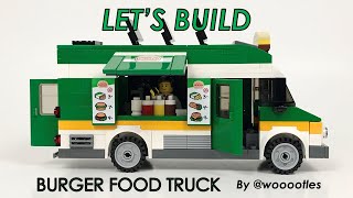 YouTube thumbnail: Let's Build! LEGO Burger Food Truck