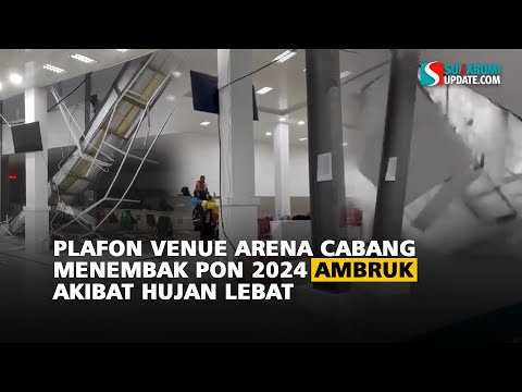 Plafon Venue Arena Cabang Menembak PON 2024 Ambruk Akibat Hujan Lebat