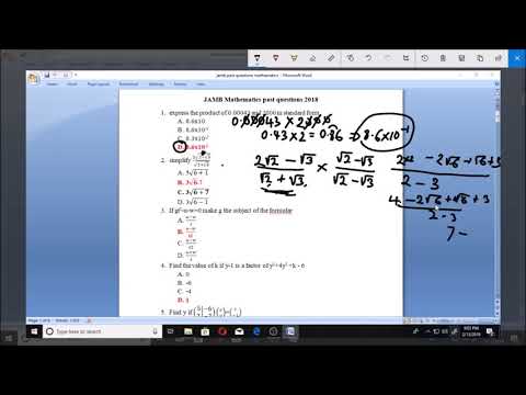 JAMB Past Questions Mathematics 2018