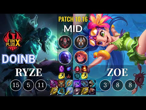 FPX Doinb Ryze vs Zoe Mid - KR Patch 10.16
