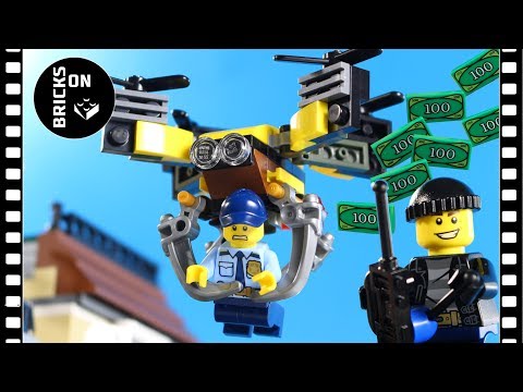 Lego Drone ATM Bank Robbery Heist Fail Lego City Police Brickfilm Stop Motion Animation Experimental