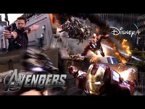 The Avengers | Iron-Man Vs The Chitauri Army Scene | Disney+ [2012]