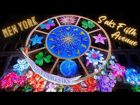 Saks Fifth Avenue Light Show & Holiday Windows 2023 Dior Carousel of Dreams