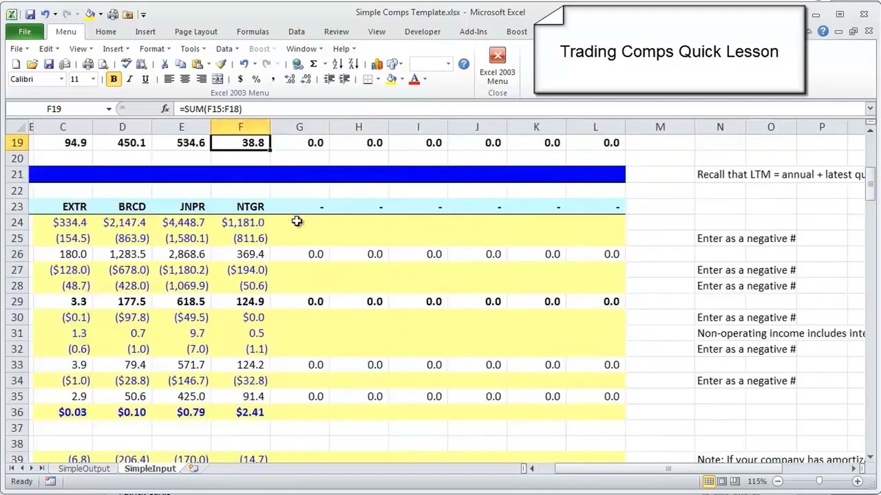Financial Modeling Quick Lessons: Trading Comps (Part 2)  [UPDATED]