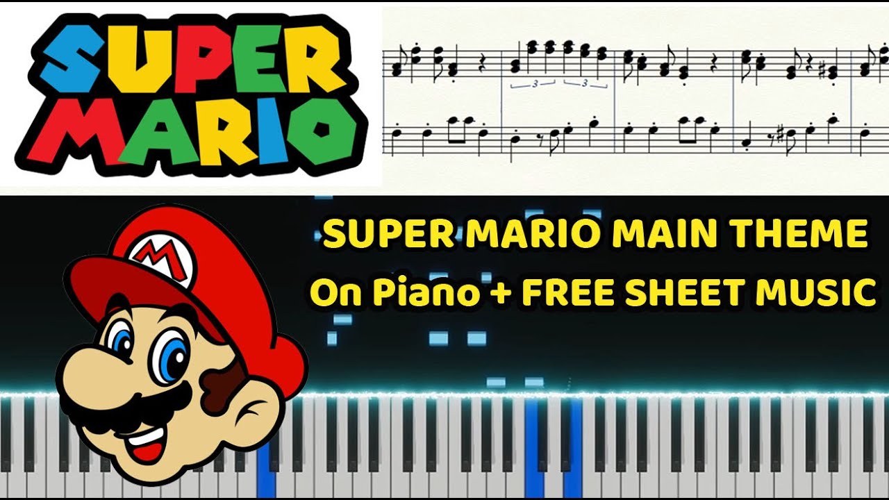 Super Mario Theme Song on Piano + free Sheet Music (Score Transcription PDF Download)