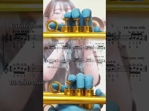 Suara terompet tarararara - Trumpet fingering + Concert pitch instrument notes!