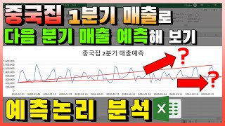 엑셀 이것만! 중국집 1분기 매출로 다음 분기 매출 예측해 보기! 예측논리 분석해 보기!(feat. 2가지 함수로 매출 및 판매량 예측하고 추세선으로 검산해 보기!)