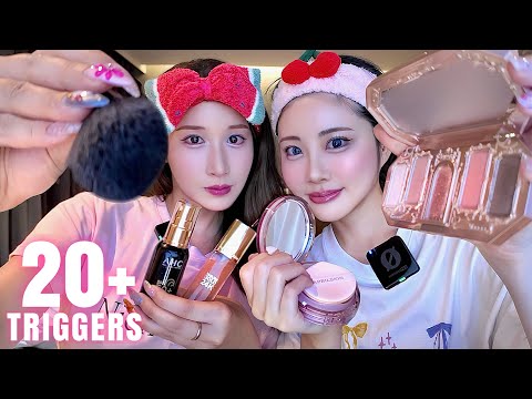 【ASMR】友達とメイクアップ＆コスメの音💄🎧in🇰🇷｜Make-up Sounds with Friend