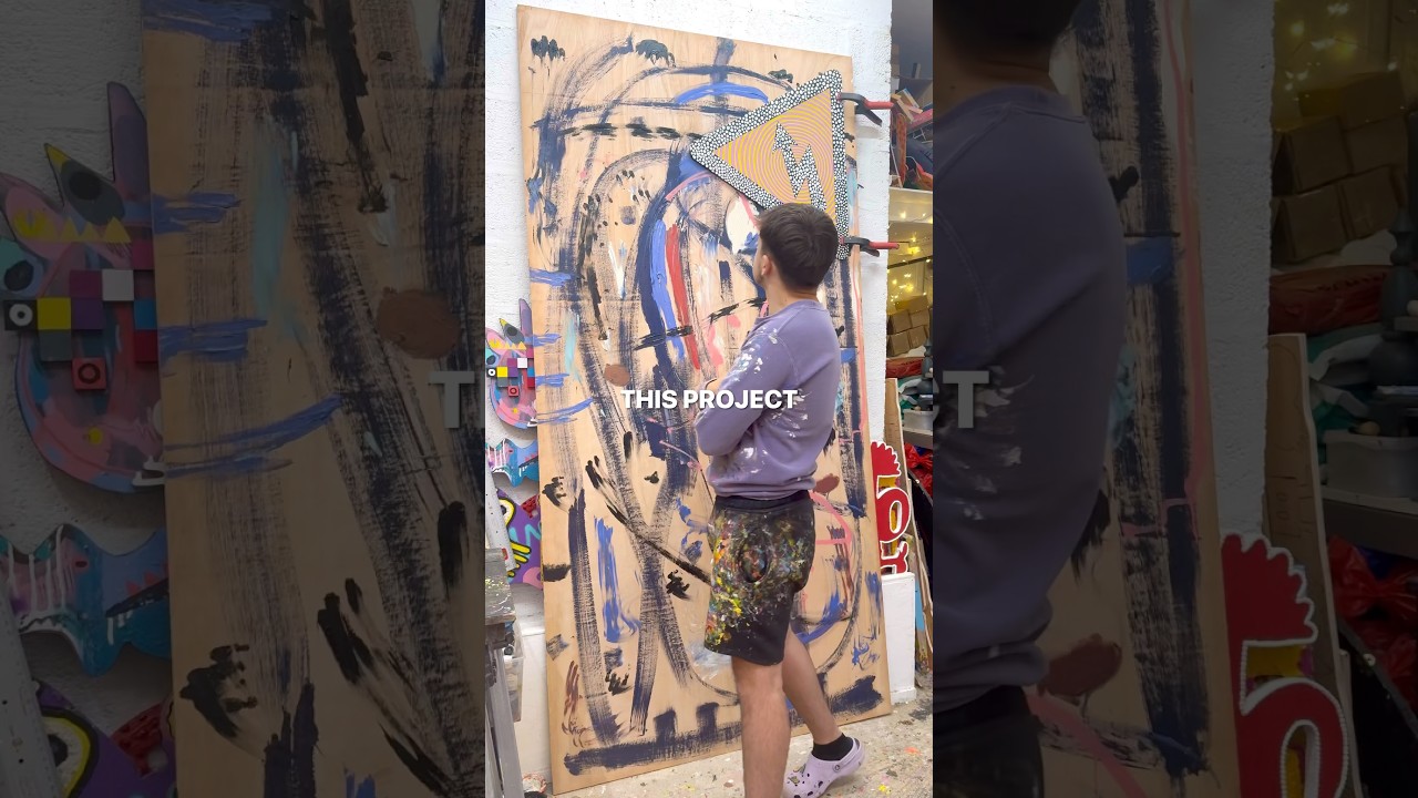 Day 1 - Creating an 8 foot abstract artwork from random things around my studio.