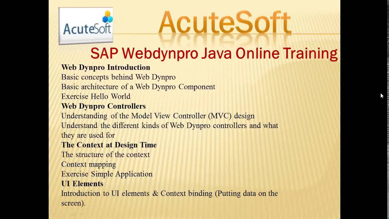 SAP Webdynpro Java Online Training