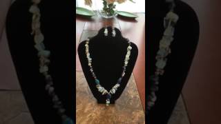 Conjunto piedra luna, ágata azul, cristales aventurina