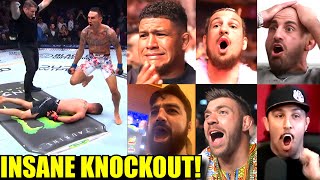 ALL FIGHTERS reaction to Max Holloway's FINAL Second KO of Justin Gaethje,Hill reacts,UFC 300,Alex