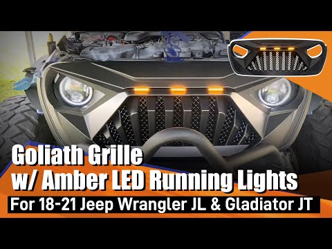 Jeep Wrangler JL & JT Goliath Grille w/ Amber LED Running Lights Installation Video | AMOFFROAD