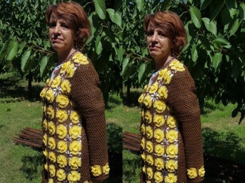 Cum crosetam jacheta cu flori - PARTEA A IV-A / MANECILE - finalul / Tutorial pas cu pas