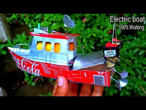 How to make Electric boat with Coca-cola cans and DC motor!!DIY